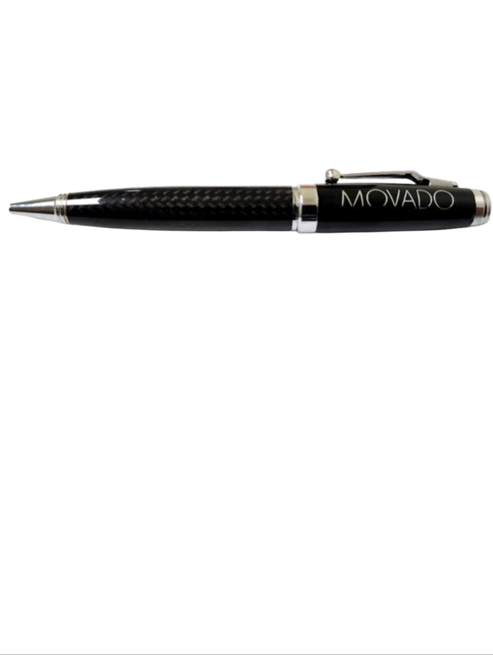 MOVADO Pen (NEW) BLACK & SILVER CARBON FIBER PEN